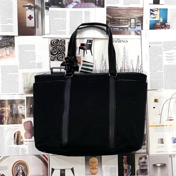 COACH Signature 2008 large black monogram canvas & leather tote bag - Picture 1 of 8
